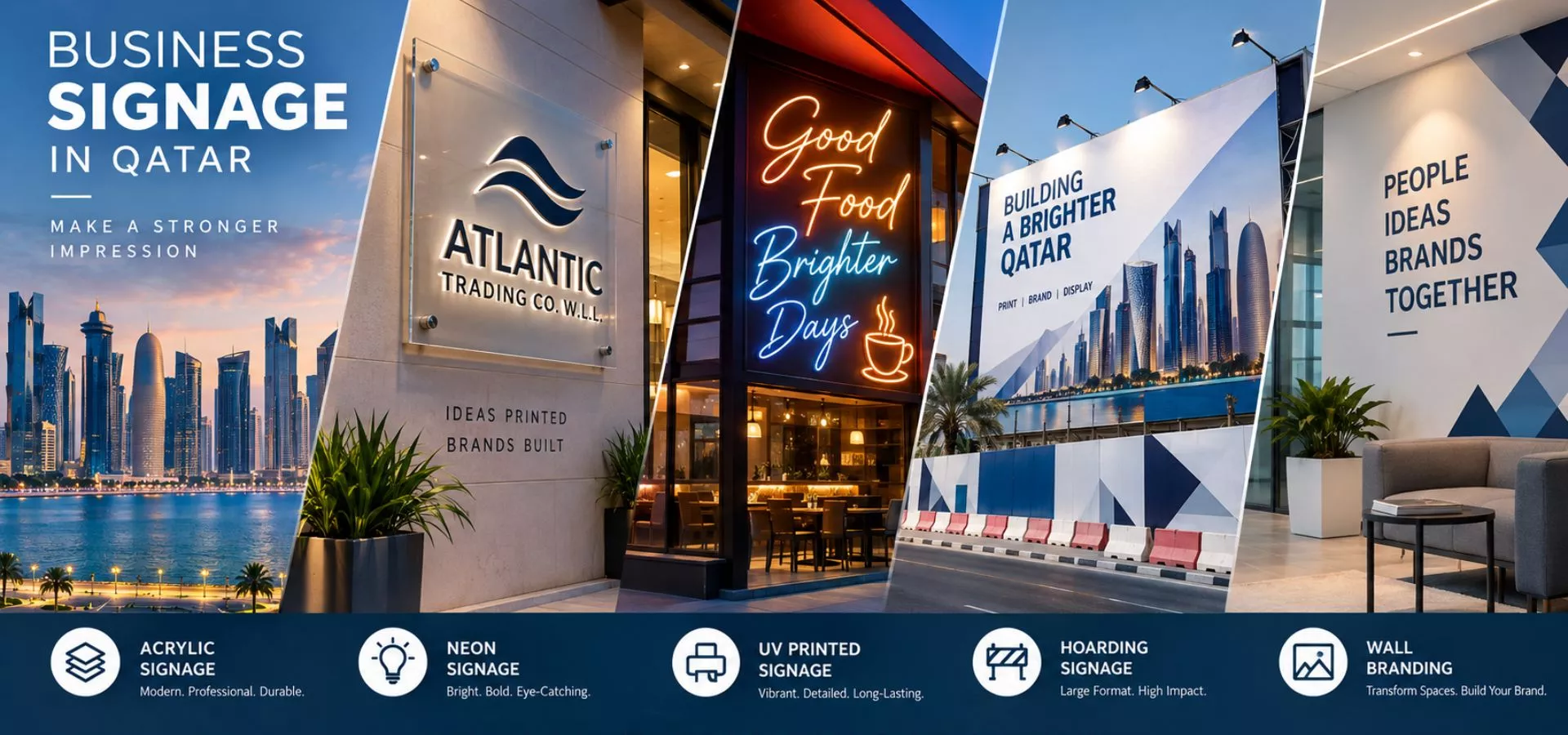 Different types of business signage in Qatar